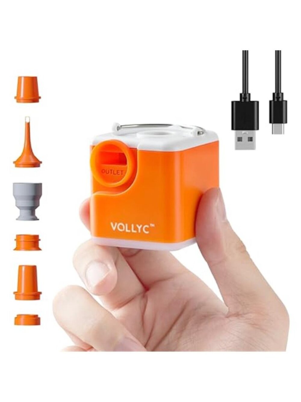 Portable Electric Air Pump Rechargeable Mini Inflator Deflator Camping Light
